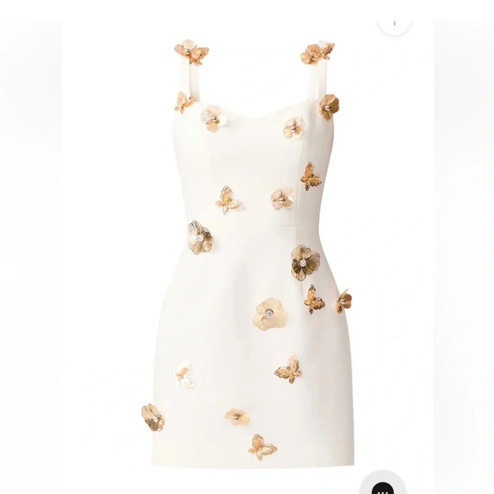 elliatt mira white sweetheart 3d floral butterfly embellished mini dress XS NEW - Picture 1 of 13